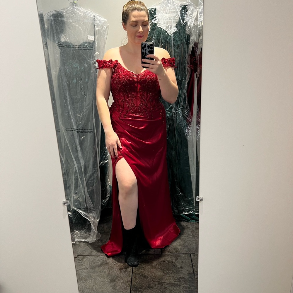 Elegant Red Off-Shoulder Dress